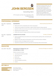 Internship Resume Examples Entry Level