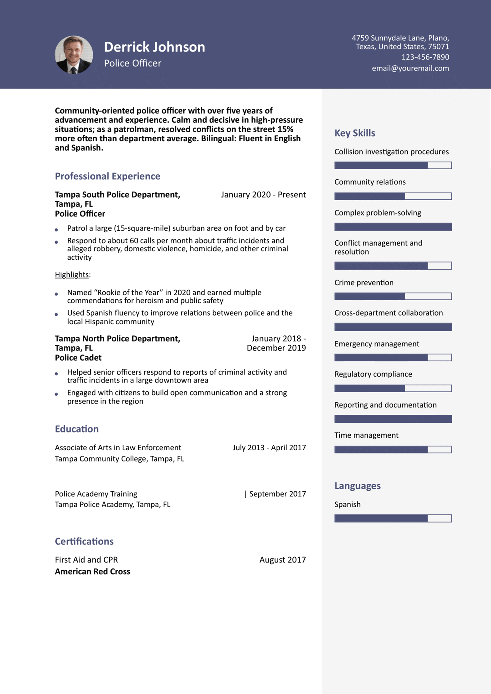 Law Enforcement Resume Example