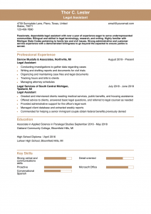 Legal Assistant Resume Examples Entry Level