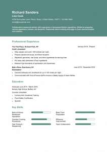 Line Cook Resume Examples Entry Level