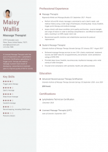 Massage Therapist Resume Examples Entry Level