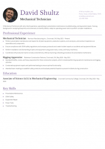 Mechanical Technician Resume Examples Entry Level