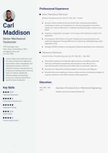 Mechanical Technician Resume Examples Senior-Level