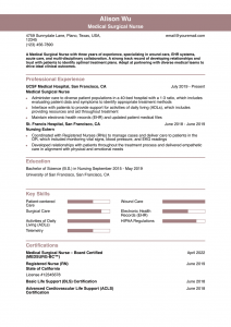 Medical Surgical Nurse Resume Examples Entry Level