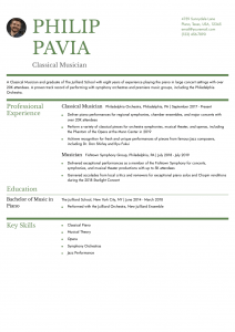 Music Resume Examples Entry Level