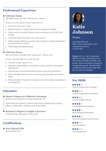 Nanny Resume Examples Senior-Level