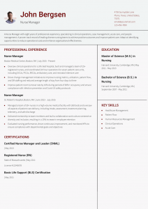 Nurse Manager Resume Example