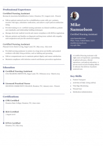 Nursing Assistant Resume Examples Mid-Career