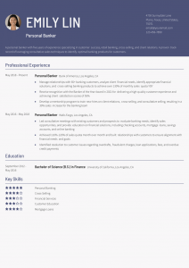 Personal Banker Resume Examples Mid-Career