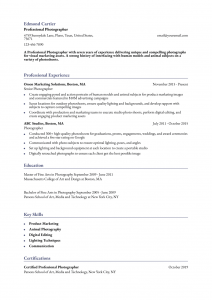 Photographer Resume Examples Mid-Career