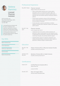 Physician Assistant Resume Examples Mid-Career