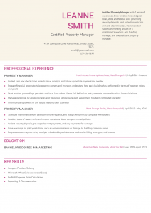 Property Manager Resume Example