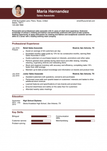 Sales Associate Resume Examples Entry Level