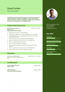 Security Officer Resume Examples Entry Level