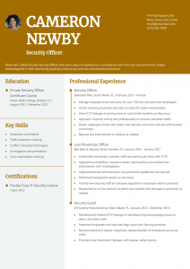 Security Officer Resume Examples Mid-Career