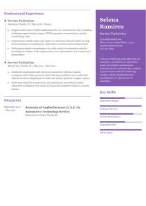 Service Technician Resume Examples Senior-Level