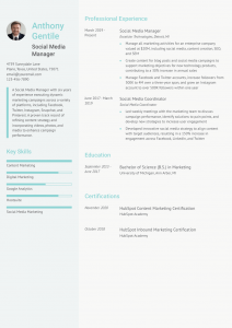 Social Media Manager Resume Examples Entry Level