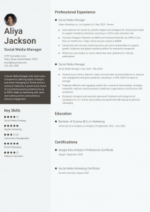 Social Media Manager Resume Examples Mid-Career