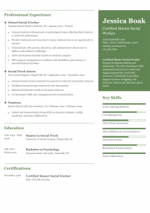 Social Work Resume Examples Entry Level