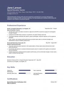 Special Education Teacher Resume Examples Entry Level