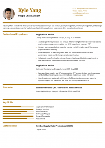 Supply Chain Analyst Resume Examples Entry Level