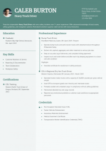 Truck Driver Resume Examples Mid-Career