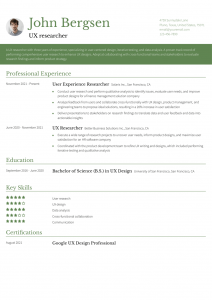 User Experience Researcher Resume Examples Entry Level