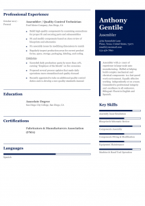 Assembler Resume Example