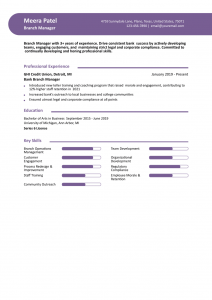 Branch Manager Resume Examples Entry Level