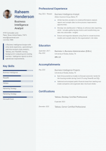 Business Intelligence Analyst Resume Examples Entry Level