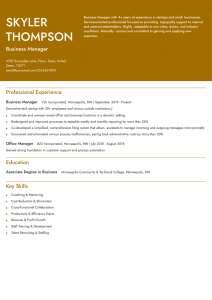 Business Manager Resume Examples Entry Level