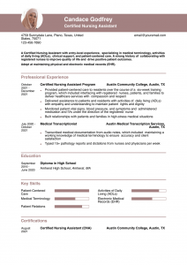 Certified Nursing Assistant (No Experience) Resume Examples Senior-Level