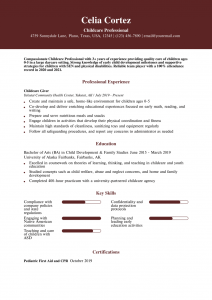 Child Care Resume Examples Entry Level