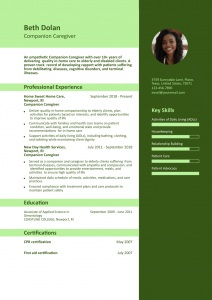 Companion Caregiver Resume Examples Senior-Level