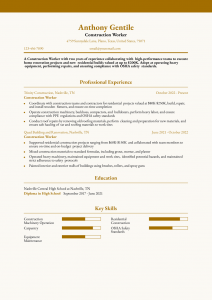 Construction Worker Resume Examples Entry Level