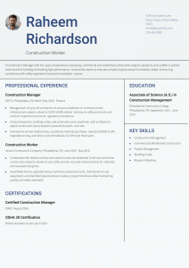 Construction Worker Resume Examples Senior-Level