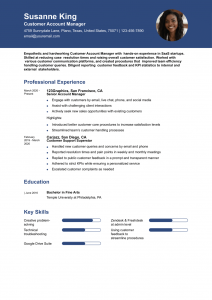 Customer Success Manager Resume Examples Entry Level