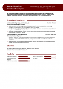 Embedded Software Engineer Resume Examples Senior-Level