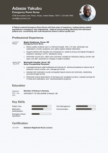 Emergency Room Nurse Resume Examples Entry Level