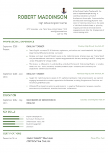 English Teacher Resume Examples Mid-Career