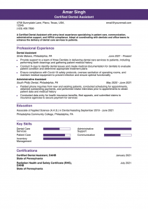 Entry-Level Dental Assistant Resume Examples Entry Level