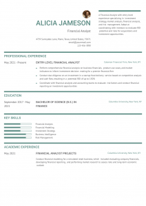 Entry-Level Financial Analyst Resume Example