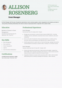 Event Manager Resume Examples Entry Level