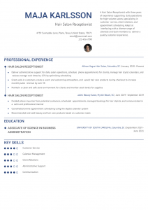 Hair Salon Receptionist Resume Examples Entry Level