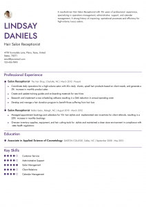 Hair Salon Receptionist Resume Examples Senior-Level