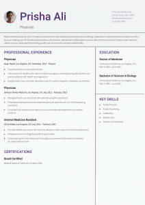 Health Care Resume Example