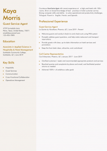 Hospitality Hotel Resume Examples Entry Level