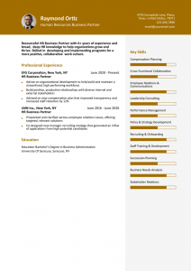 Human Resources Business Partner Resume Examples Entry Level