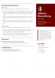 Life Coach Resume Examples Entry Level