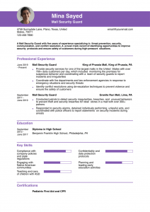 Mall Security Guard Resume Examples Entry Level